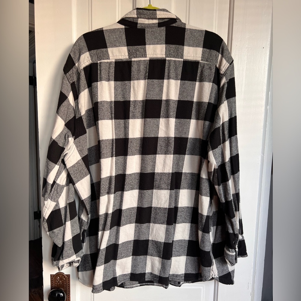 Levi’s Flannel Shirt Mens XXL Black White The Worker Relaxed Fit Plaid - Picture 3 of 6